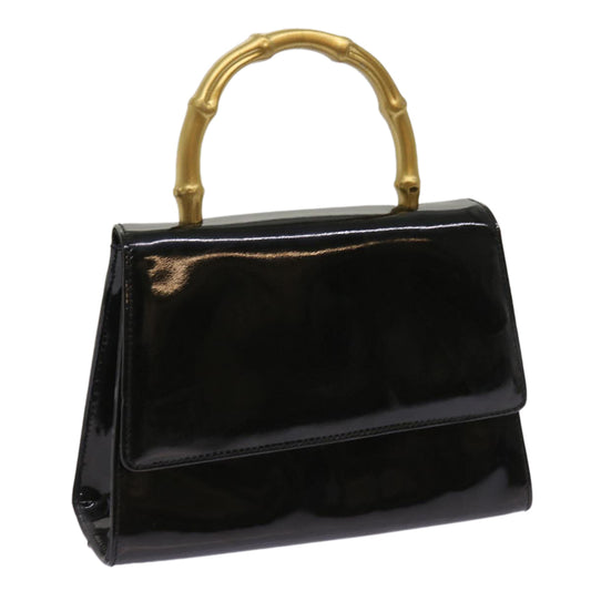 GUCCI Bamboo Hand Bag Patent leather Black 005 781 0265  10239