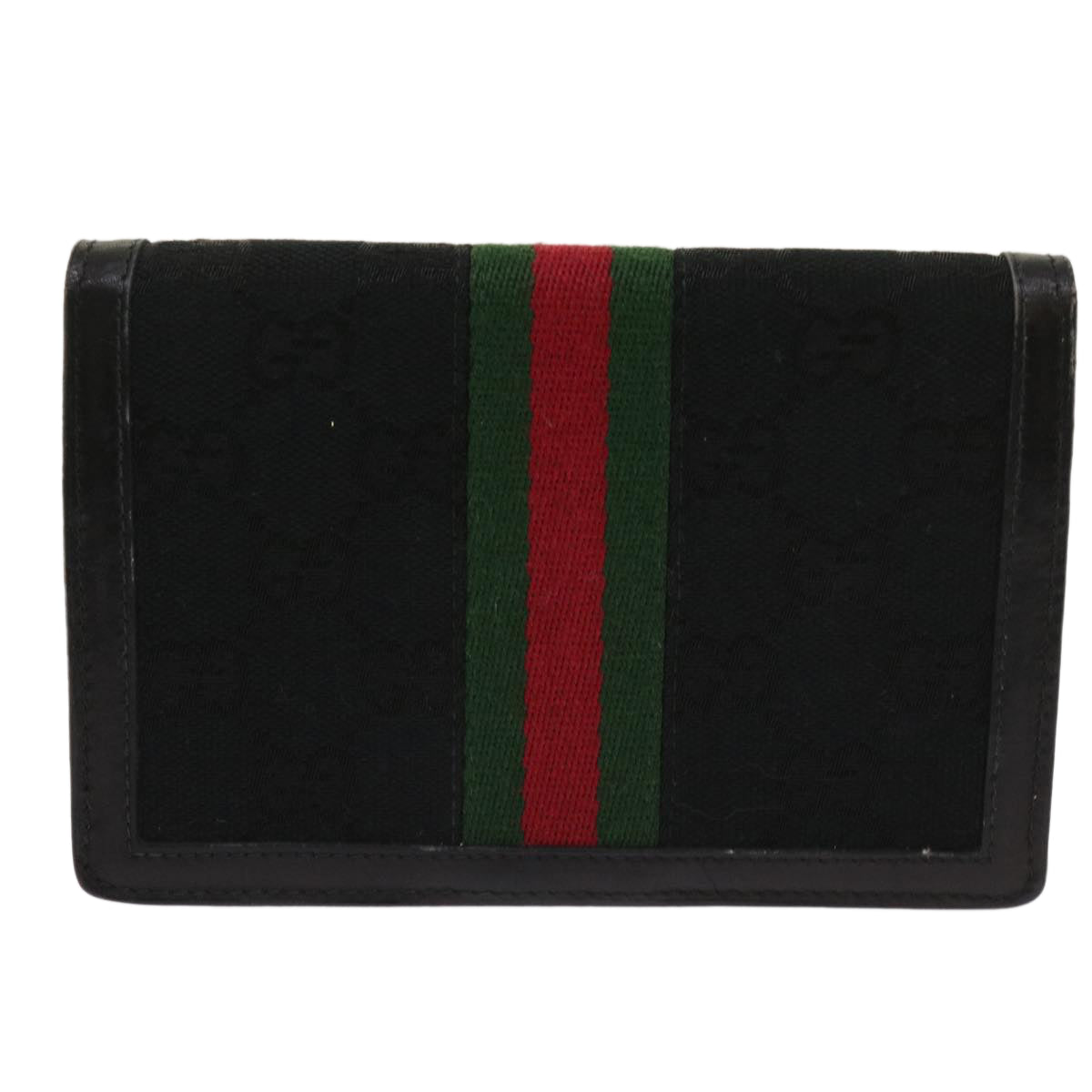 GUCCI GG Canvas Web Sherry Line Pouch Black Red Green  10242