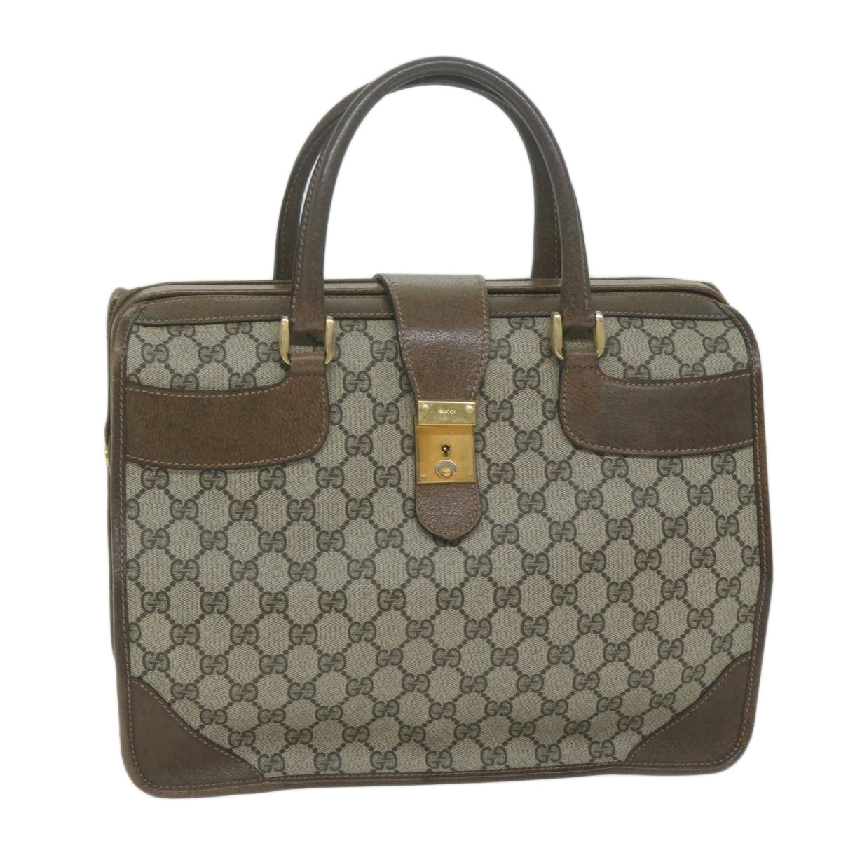 GUCCI GG Canvas Hand Bag PVC Beige Brown  10285