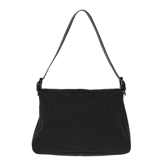 Luxury FendiZucchino Canvas Mamma Baguette Shoulder Bag Blackyk10291