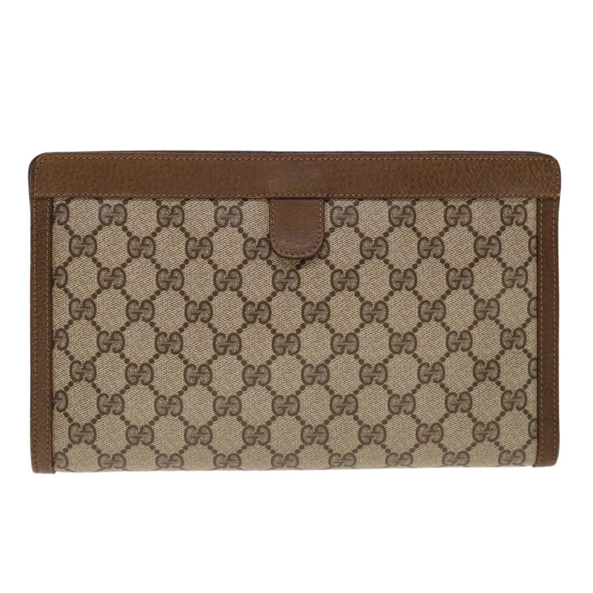 GUCCI GG Canvas Web Sherry Line Clutch Bag PVC Beige Green Red  10292