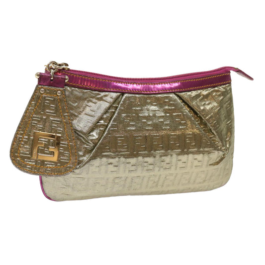 Luxury FendiZucchino Canvas Shoulder Bag Nylon Gold Pinkyk10293