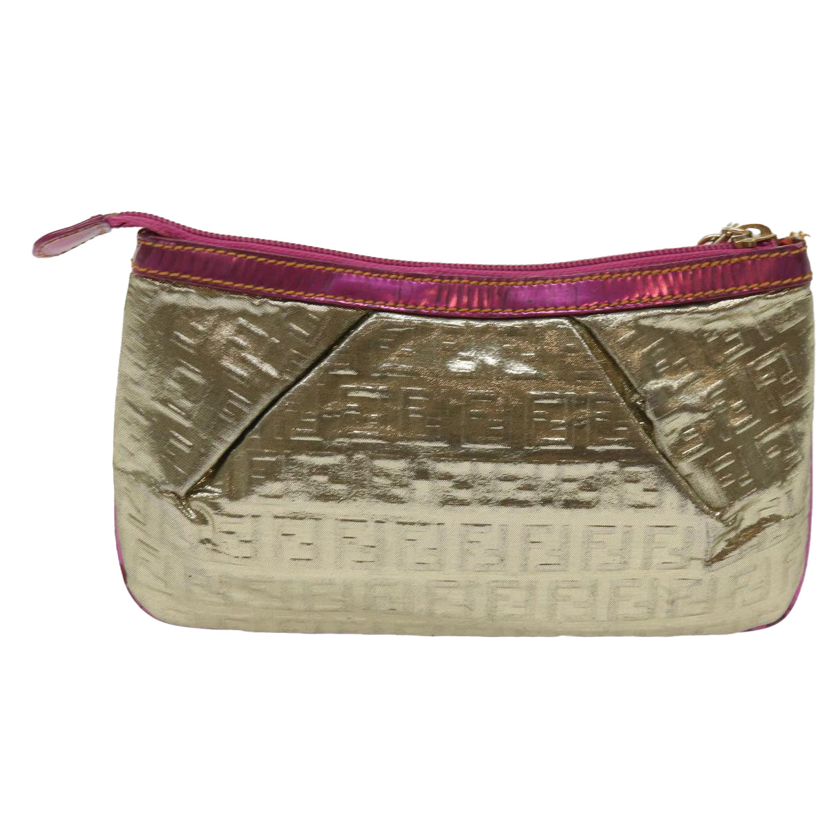 Luxury FendiZucchino Canvas Shoulder Bag Nylon Gold Pinkyk10293