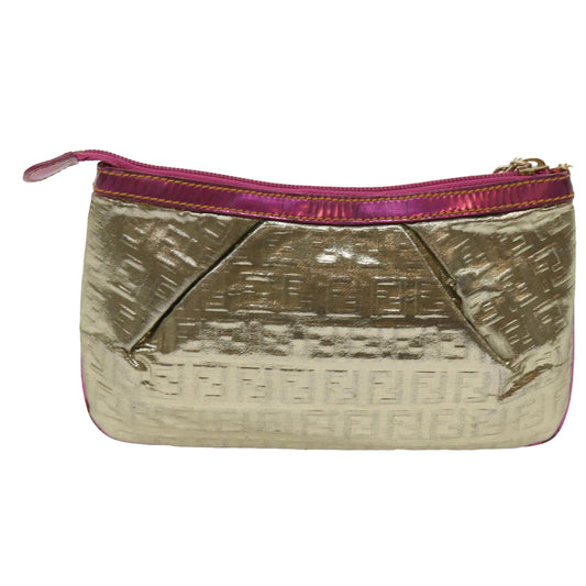 Luxury FendiZucchino Canvas Shoulder Bag Nylon Gold Pinkyk10293