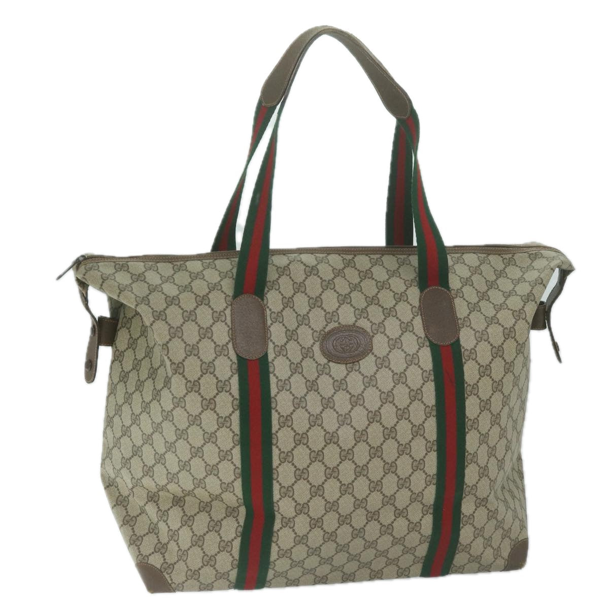 GUCCI GG Canvas Web Sherry Line Tote Bag Beige Red Green 89 19 012  10319