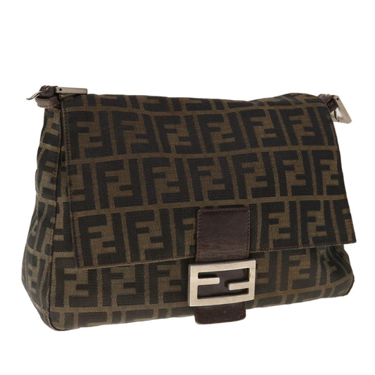 Luxury FendiZucca Canvas Mamma Baguette Shoulder Bag Brown Blackyk10323