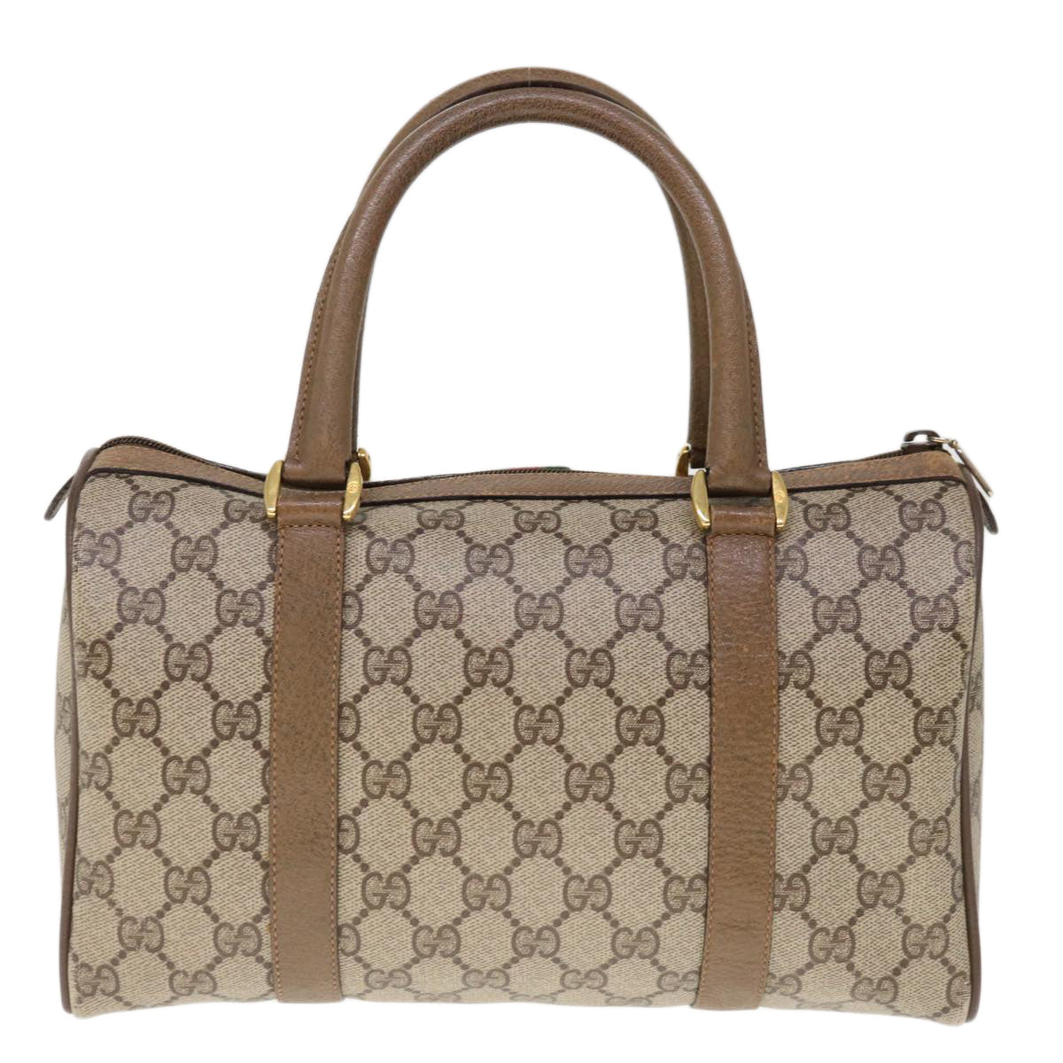 GUCCI GG Canvas Web Sherry Line Boston Bag PVC Beige Red 116 02 006  10327