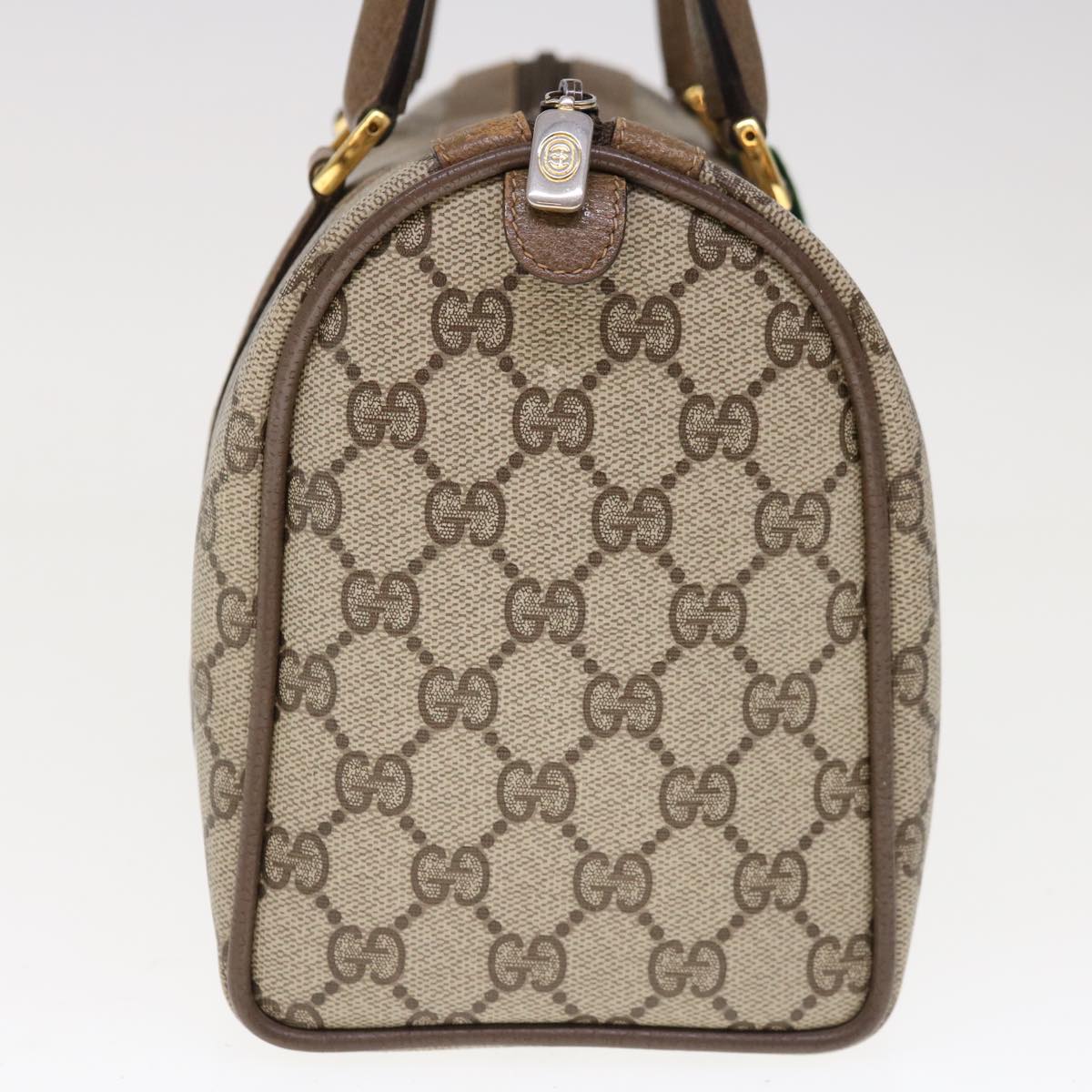 GUCCI GG Canvas Web Sherry Line Boston Bag PVC Beige Red 116 02 006  10327