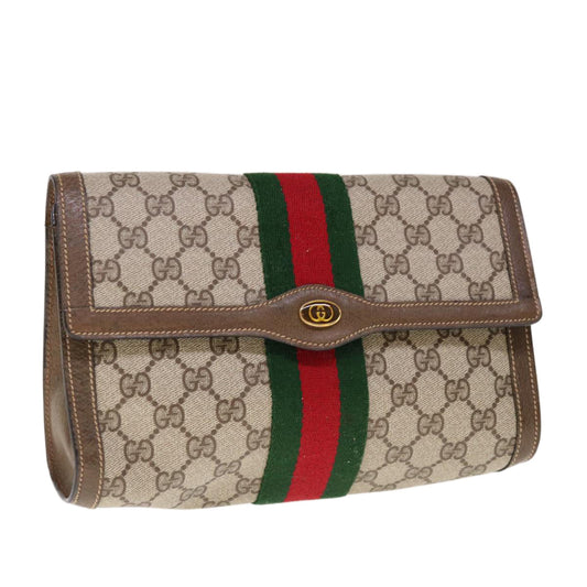 GUCCI GG Supreme Web Sherry Line Clutch Bag Beige Red 89 01 006  10328