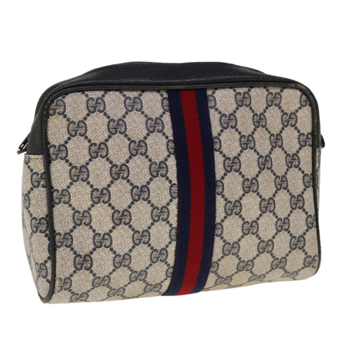 GUCCI GG Supreme Sherry Line Clutch Bag Red Navy 27 004 998  10330