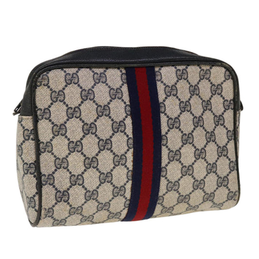 GUCCI GG Supreme Sherry Line Clutch Bag Red Navy 27 004 998  10330