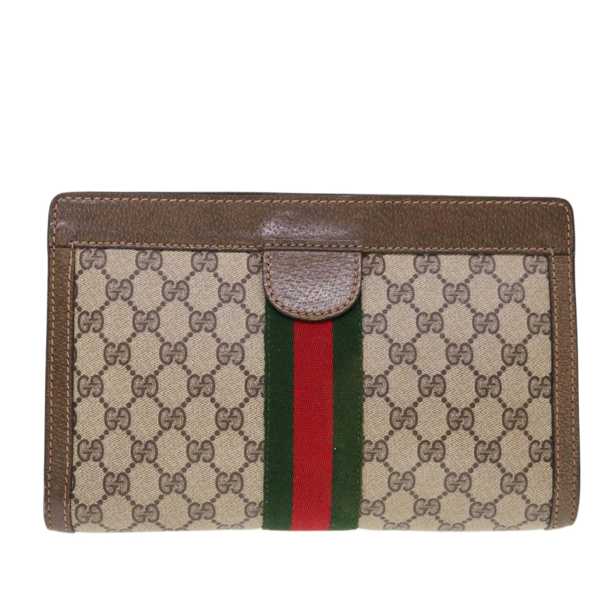GUCCI GG Supreme Web Sherry Line Clutch Bag Beige Red 001 014 2125  10334