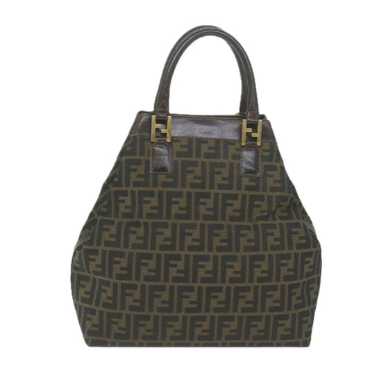 Luxury FendiZucca Canvas Hand Bag Black Brownyk10338