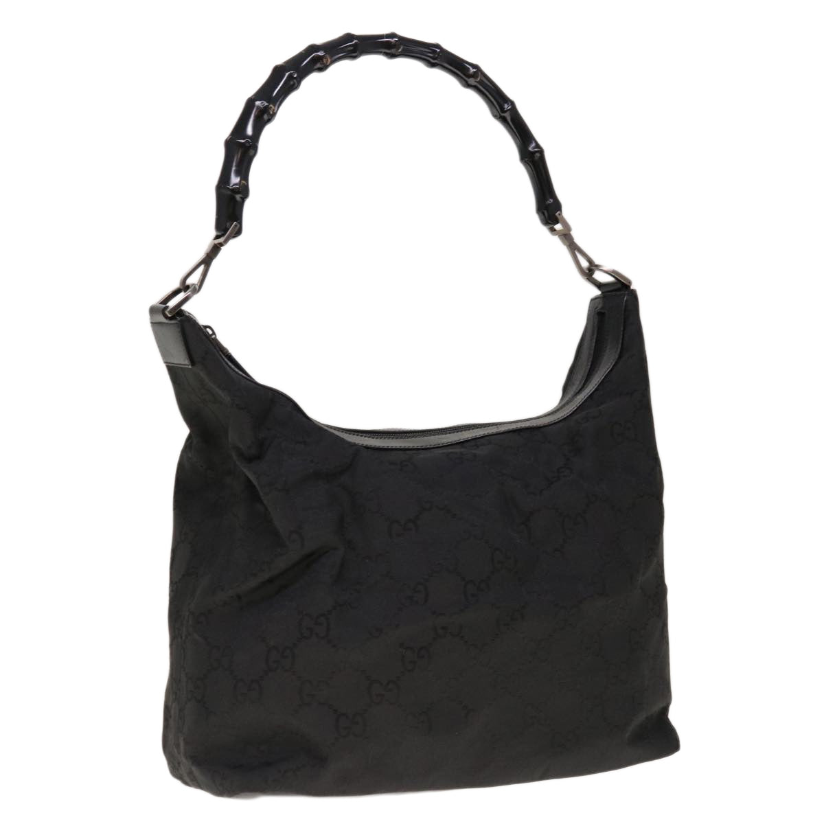 GUCCI Bamboo GG Canvas Shoulder Bag Black 000 0833  10351