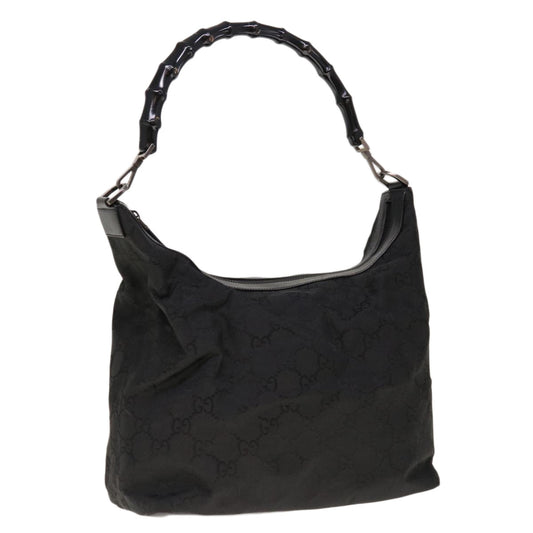 GUCCI Bamboo GG Canvas Shoulder Bag Black 000 0833  10351