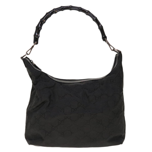 GUCCI Bamboo GG Canvas Shoulder Bag Black 000 0833  10351