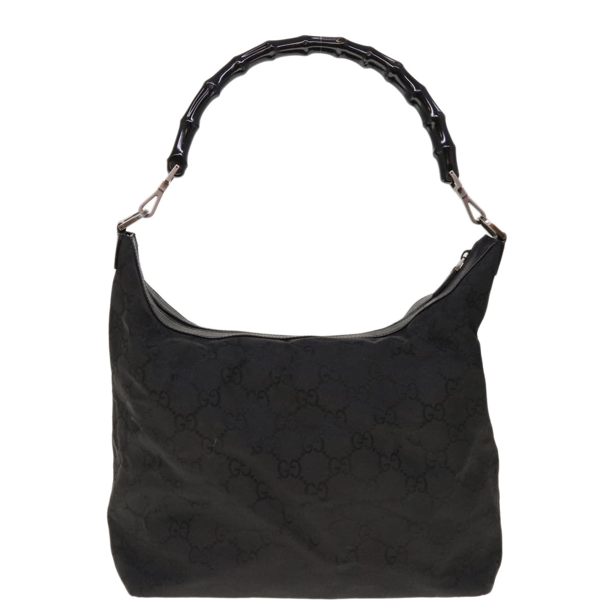 GUCCI Bamboo GG Canvas Shoulder Bag Black 000 0833  10351