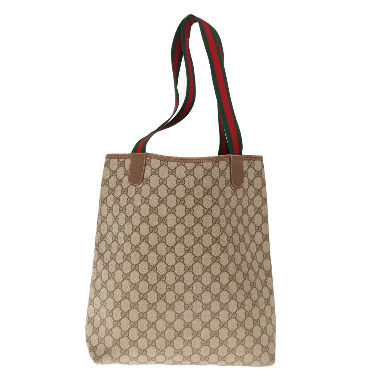 GUCCI GG Canvas Web Sherry Line Tote Bag Beige Red Green 39 02 003  10356