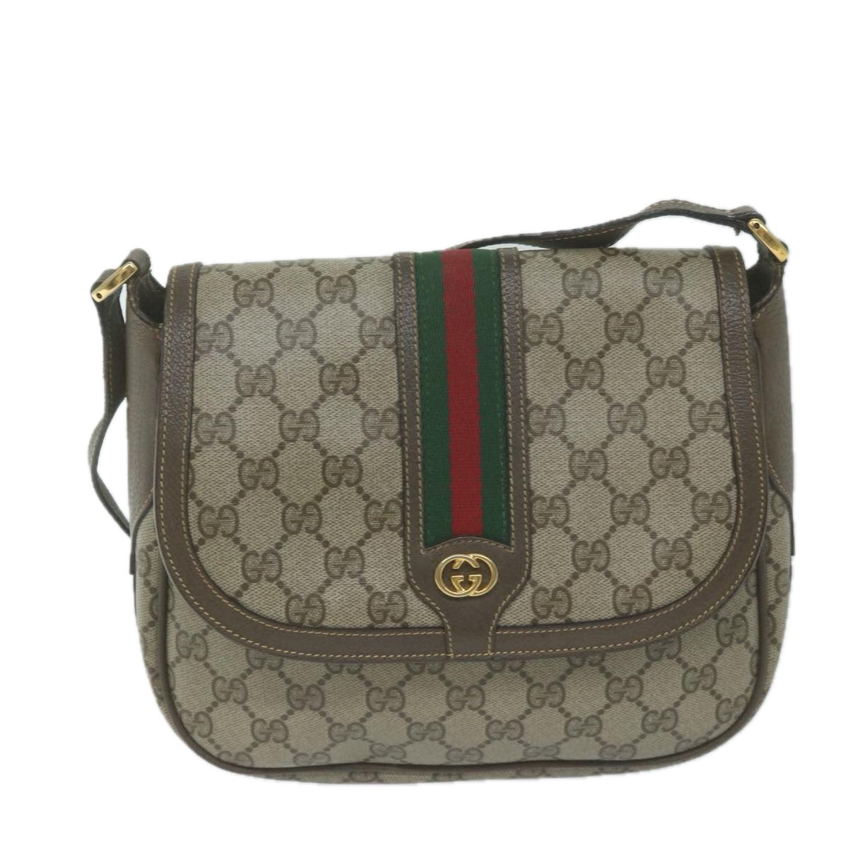 GUCCI GG Supreme Web Sherry Line Shoulder Bag Beige 001 115 0914  10382