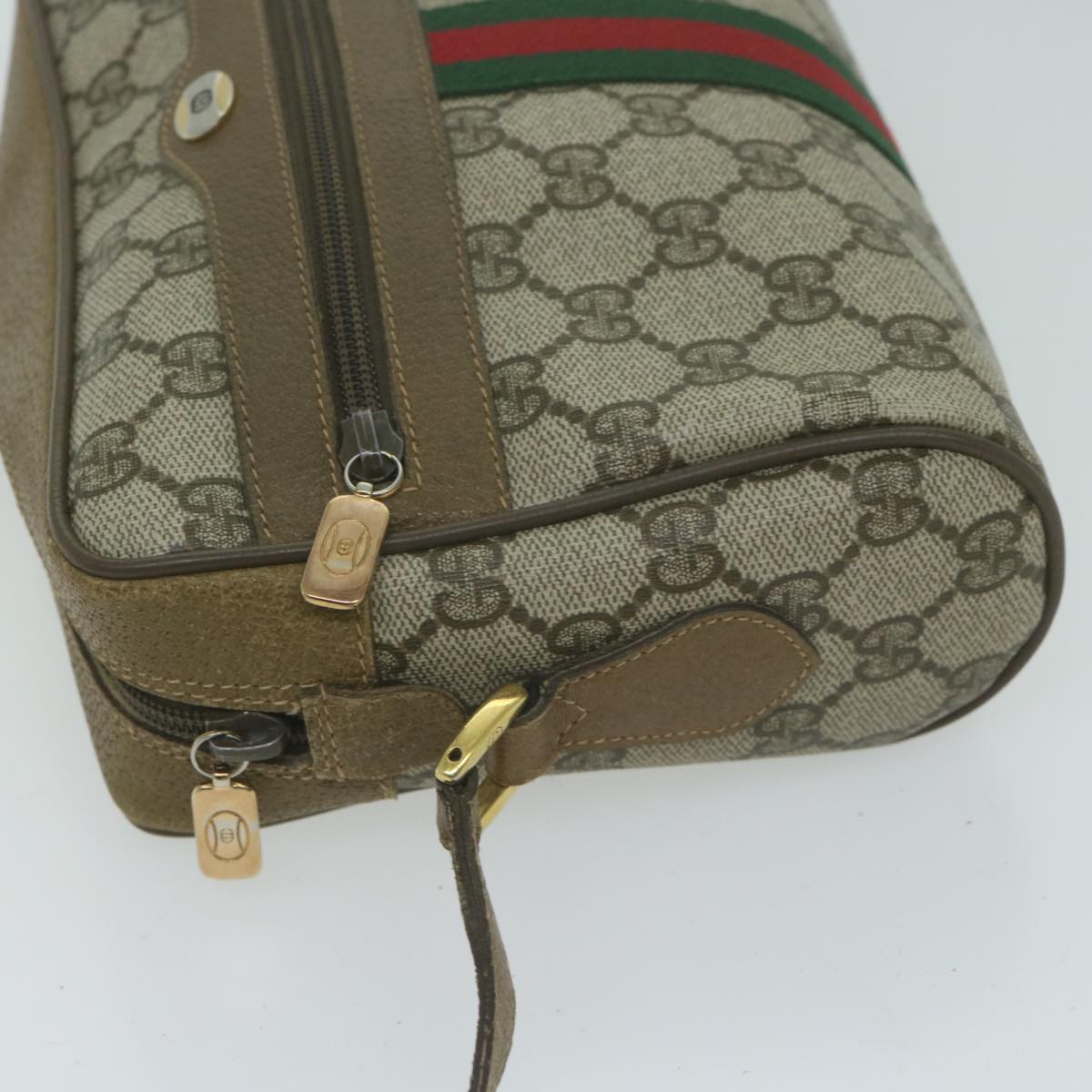 GUCCI GG Supreme Web Sherry Line Shoulder Bag Beige Red 111 02 004  10395