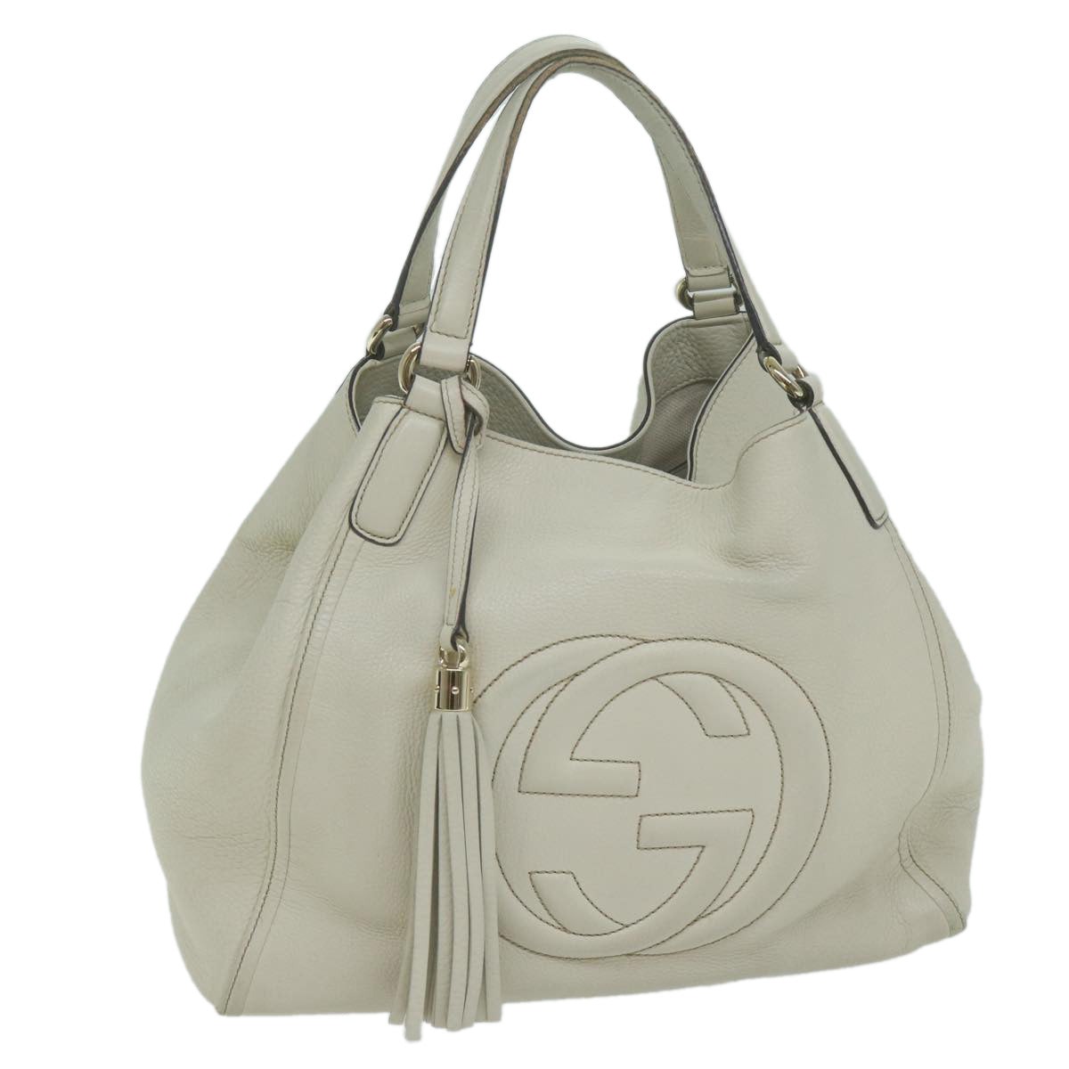 GUCCI Soho Hand Bag Leather White 282309  10409