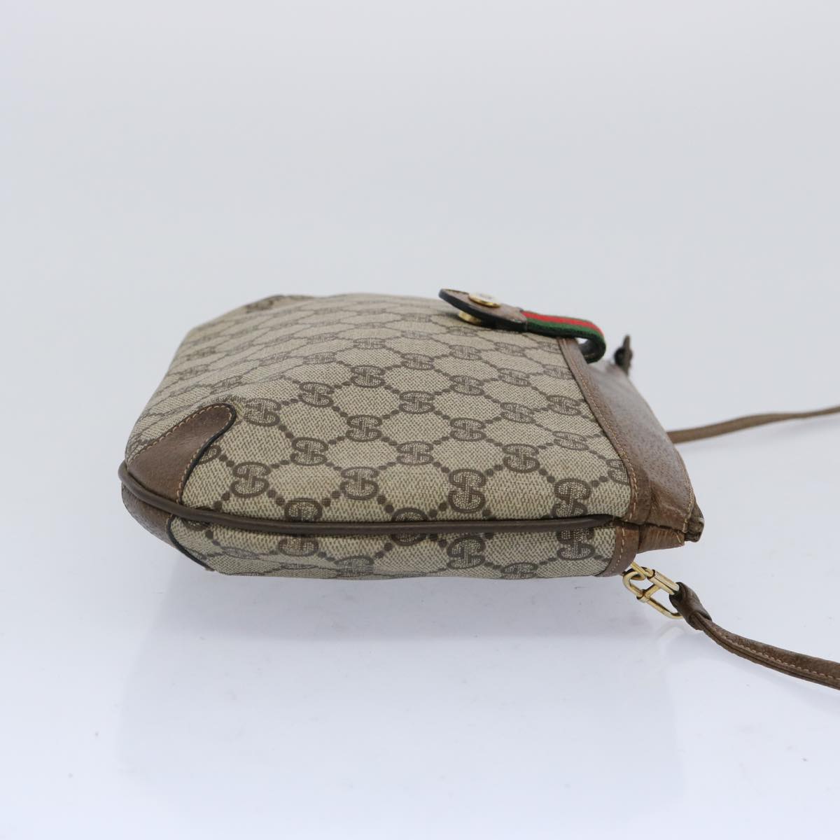 GUCCI GG Supreme Web Sherry Line Shoulder Bag Beige Green 39 02 026  10421
