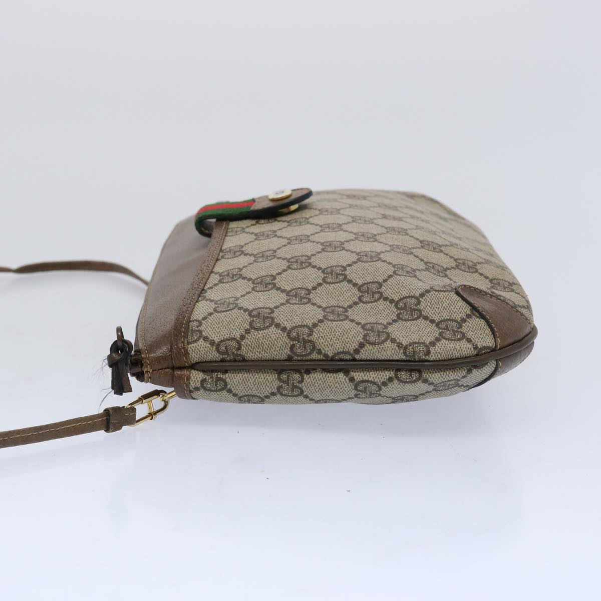 GUCCI GG Supreme Web Sherry Line Shoulder Bag Beige Green 39 02 026  10421