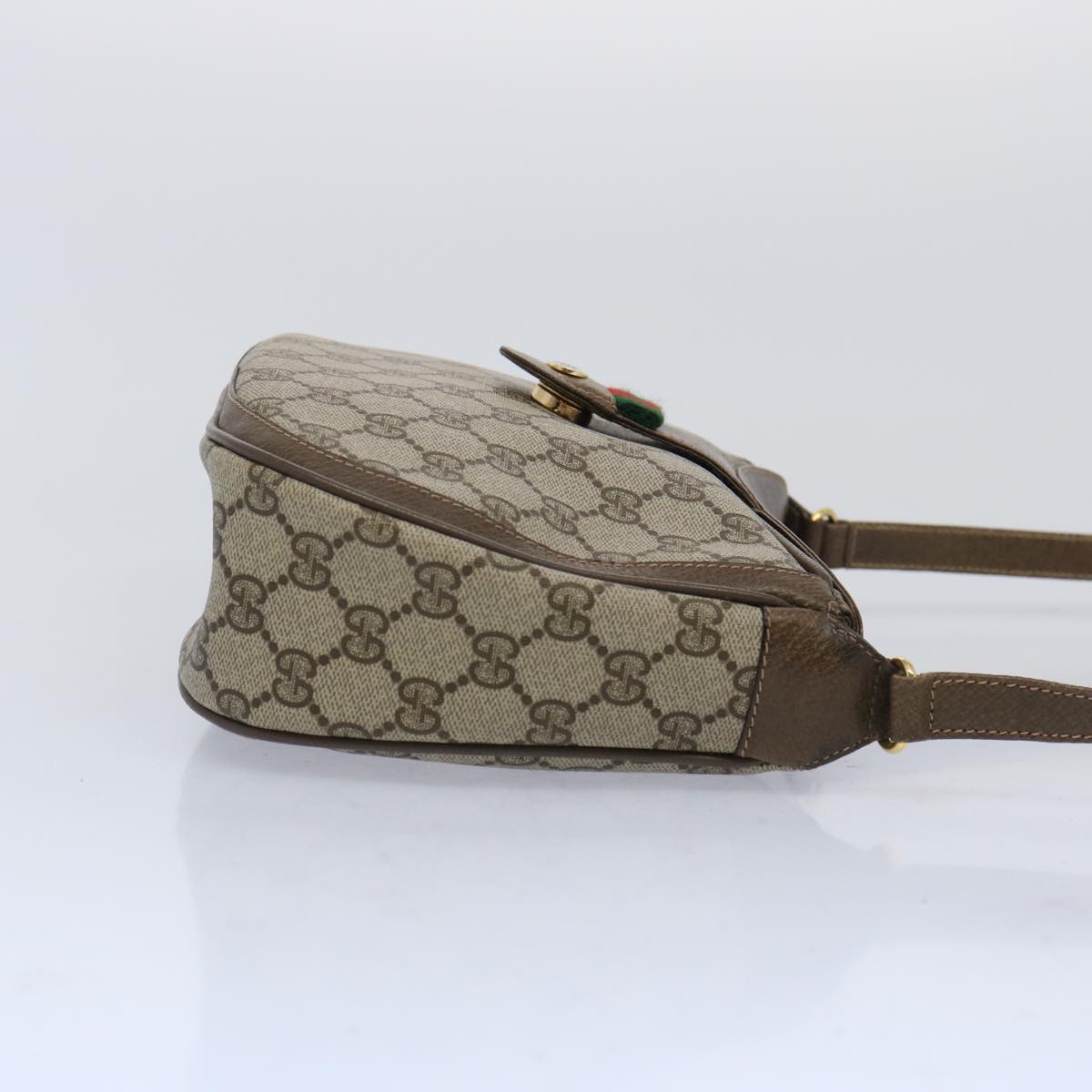 GUCCI GG Supreme Web Sherry Line Shoulder Bag Beige Green 10 02 056  10432