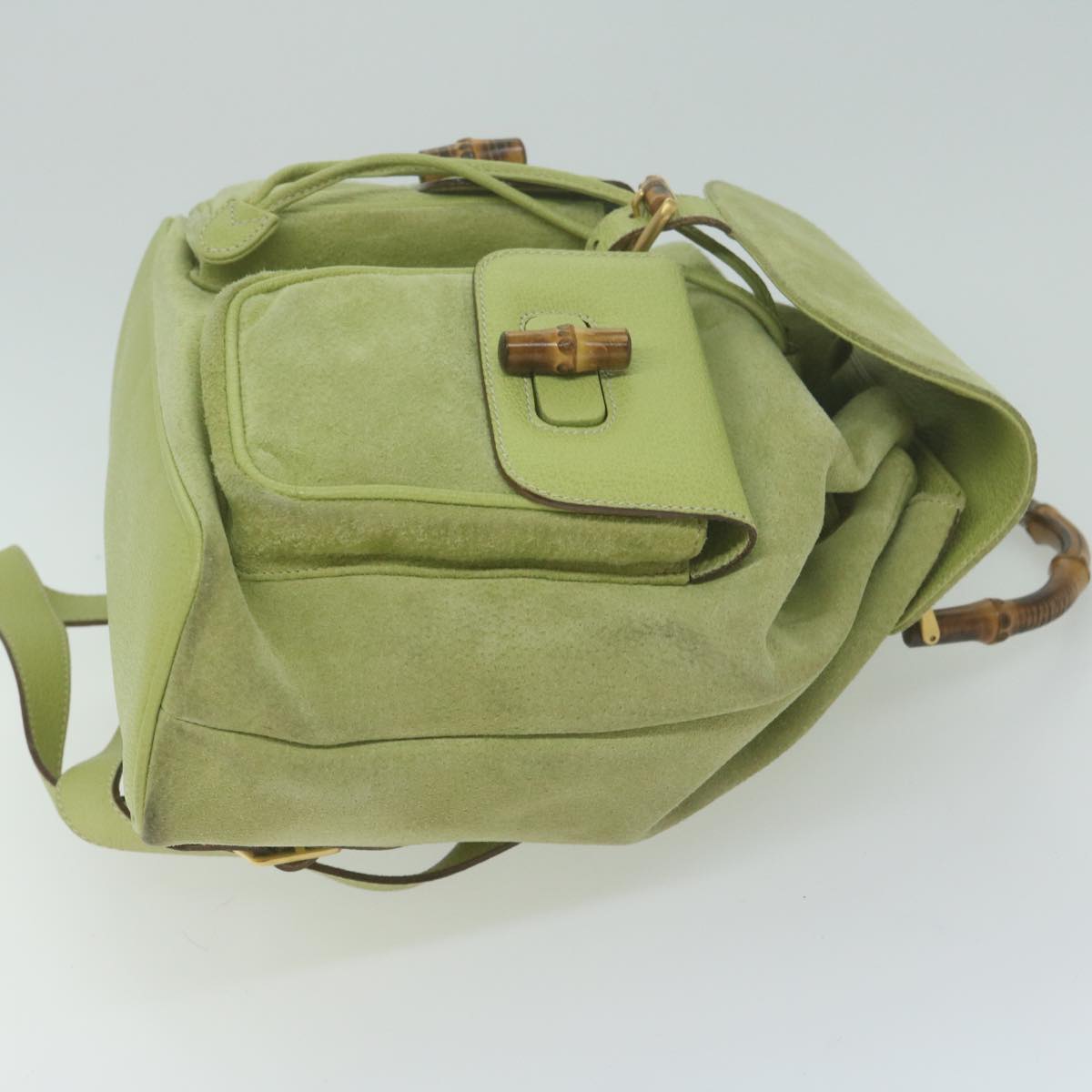 GUCCI Bamboo Backpack Suede Green 0032058  10447