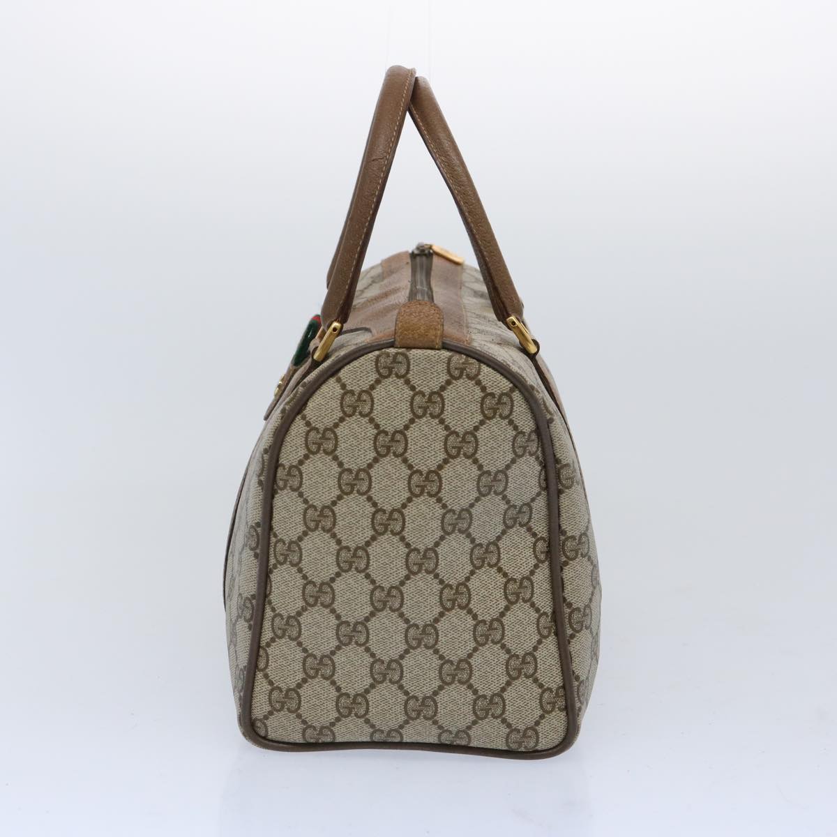 GUCCI GG Canvas Web Sherry Line Boston Bag Beige Green 111 02 007  10448