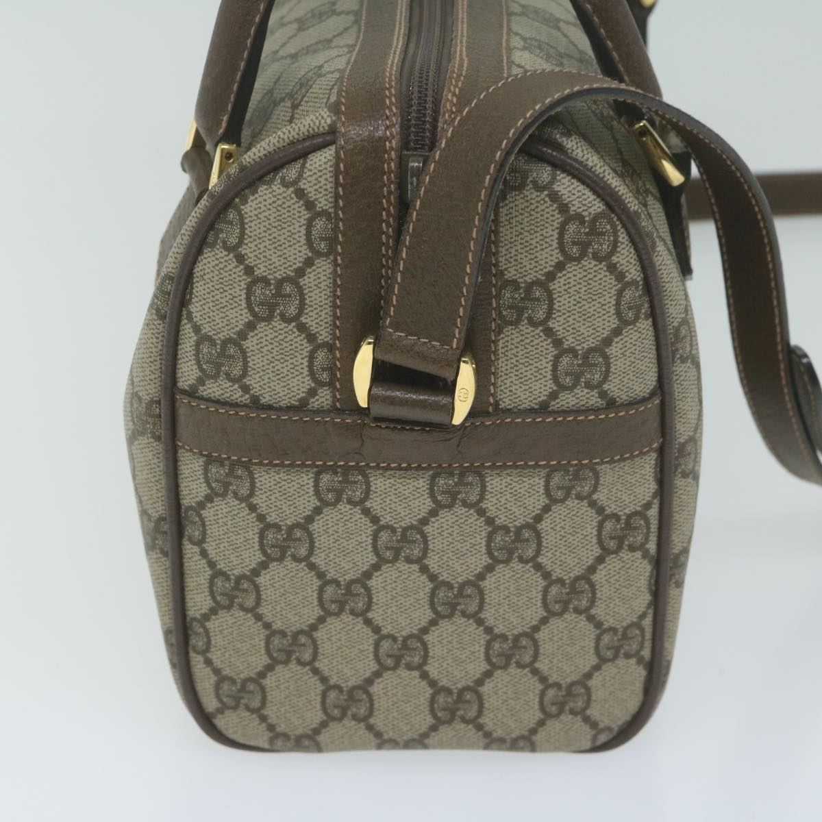 GUCCI GG Canvas Web Sherry Line Boston Bag PVC 2way Beige Green Red  10464