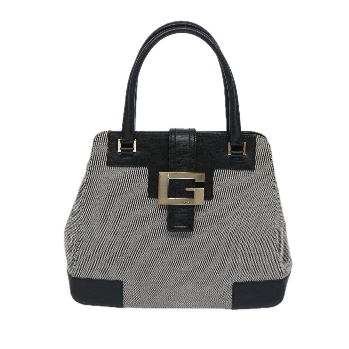 GUCCI Hand Bag Canvas Gray Black  10469