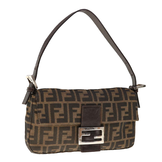 Luxury FendiZucca Canvas Mamma Baguette Shoulder Bag Brown Blackyk10477