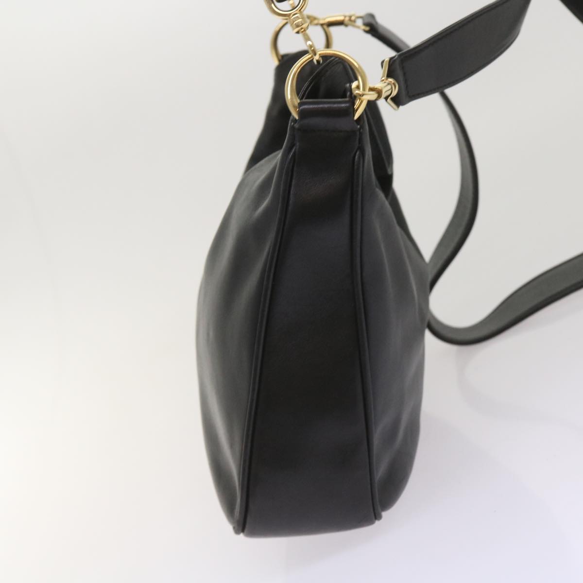 GUCCI Bamboo Shoulder Bag Leather 2way Black  10486