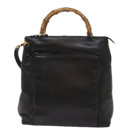GUCCI Bamboo Shoulder Bag Leather 2way Black  10514
