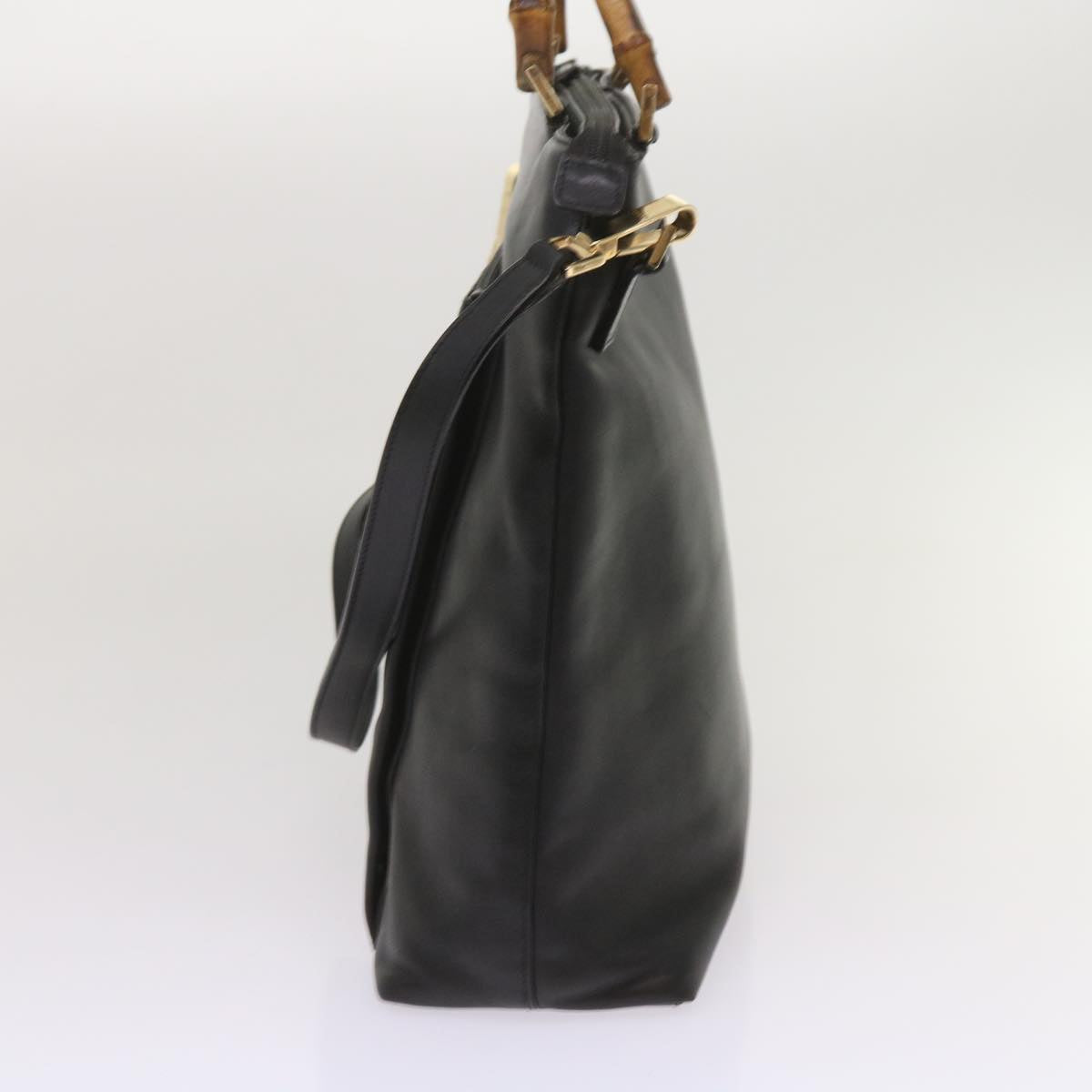 GUCCI Bamboo Shoulder Bag Leather 2way Black  10514