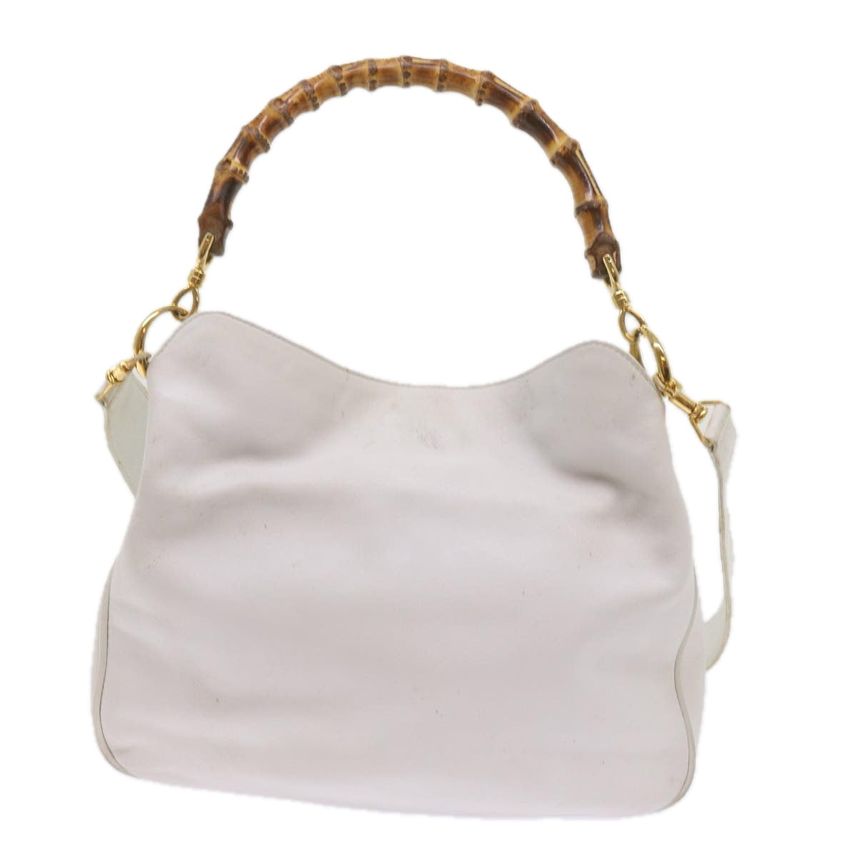 GUCCI Bamboo Shoulder Bag Leather 2way White  10515
