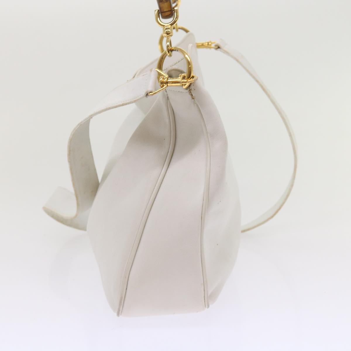 GUCCI Bamboo Shoulder Bag Leather 2way White  10515