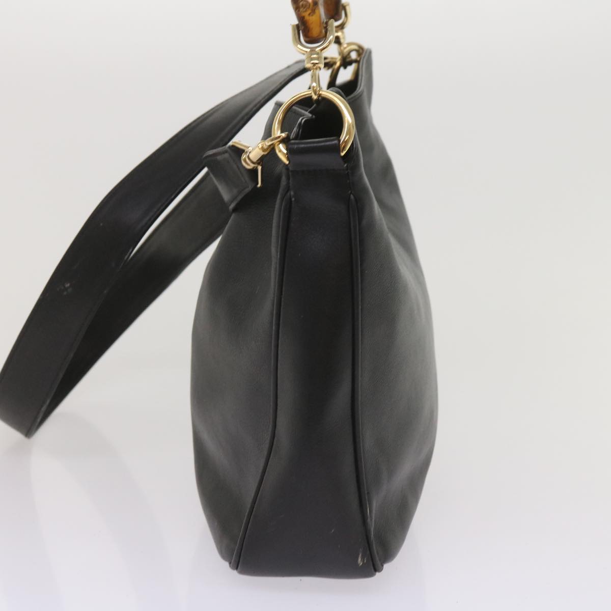 GUCCI Bamboo Shoulder Bag Leather 2way Black  10522