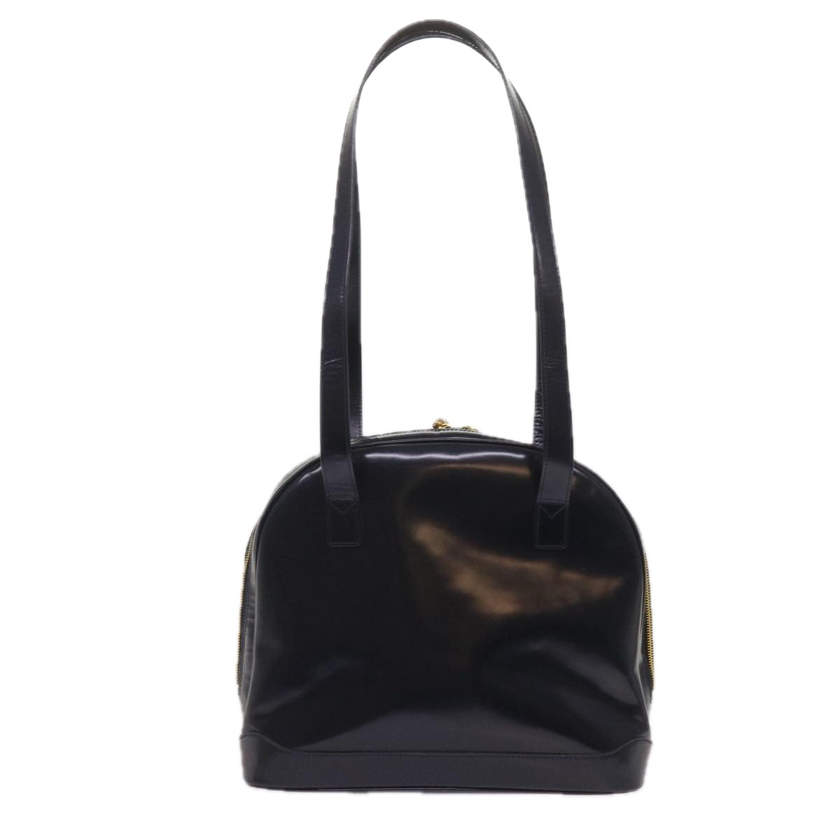 GUCCI Bamboo Shoulder Bag Patent Leather Navy  10523