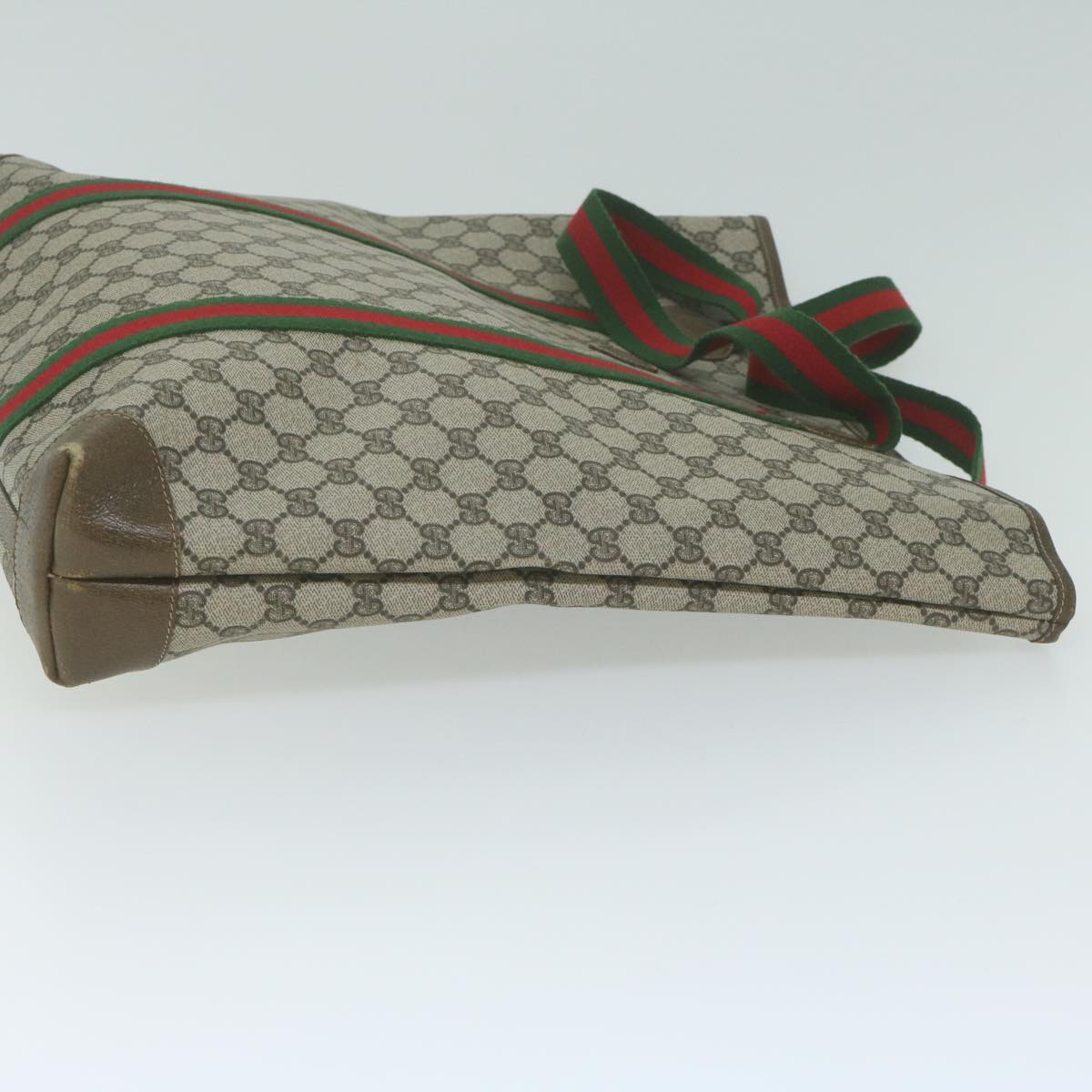 GUCCI GG Supreme Web Sherry Line Hand Bag PVC Beige Red Green  10547