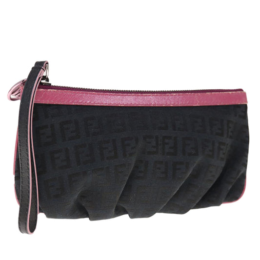 Luxury FendiZucchino Canvas Pouch Black Pinkyk10551