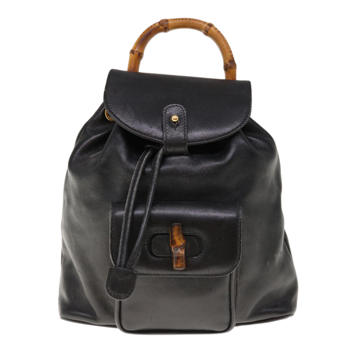 GUCCI Bamboo Backpack Leather Black 003 2034 0030  10569