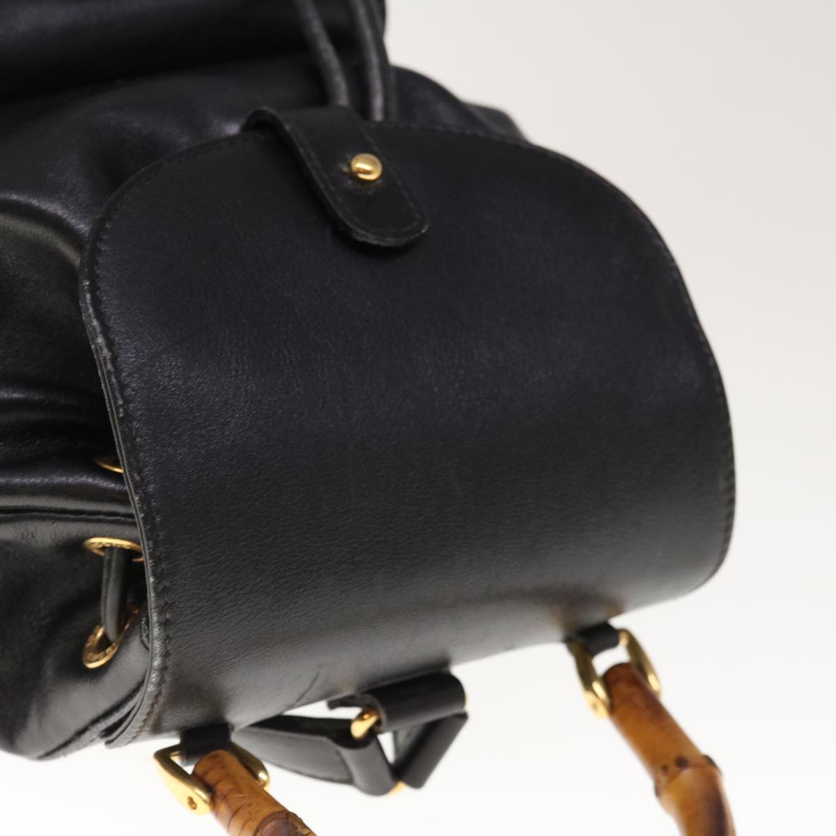 GUCCI Bamboo Backpack Leather Black 003 2034 0030  10569