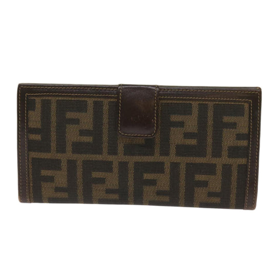 Luxury FendiZucca Canvas Long Wallet Black Brownyk10582