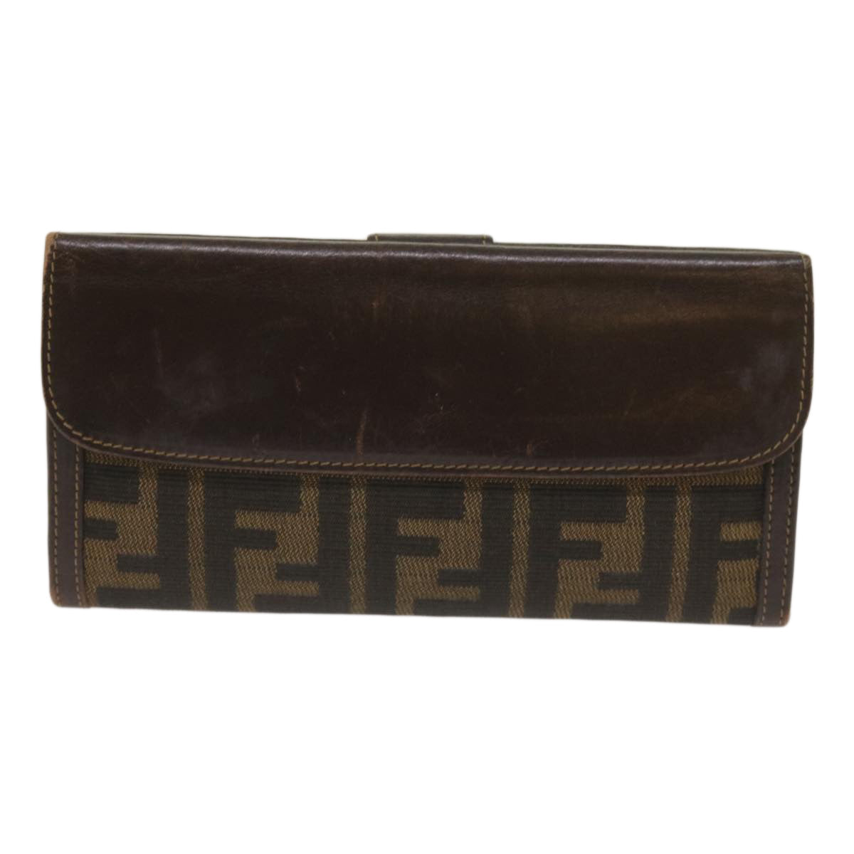 Luxury FendiZucca Canvas Long Wallet Black Brownyk10582