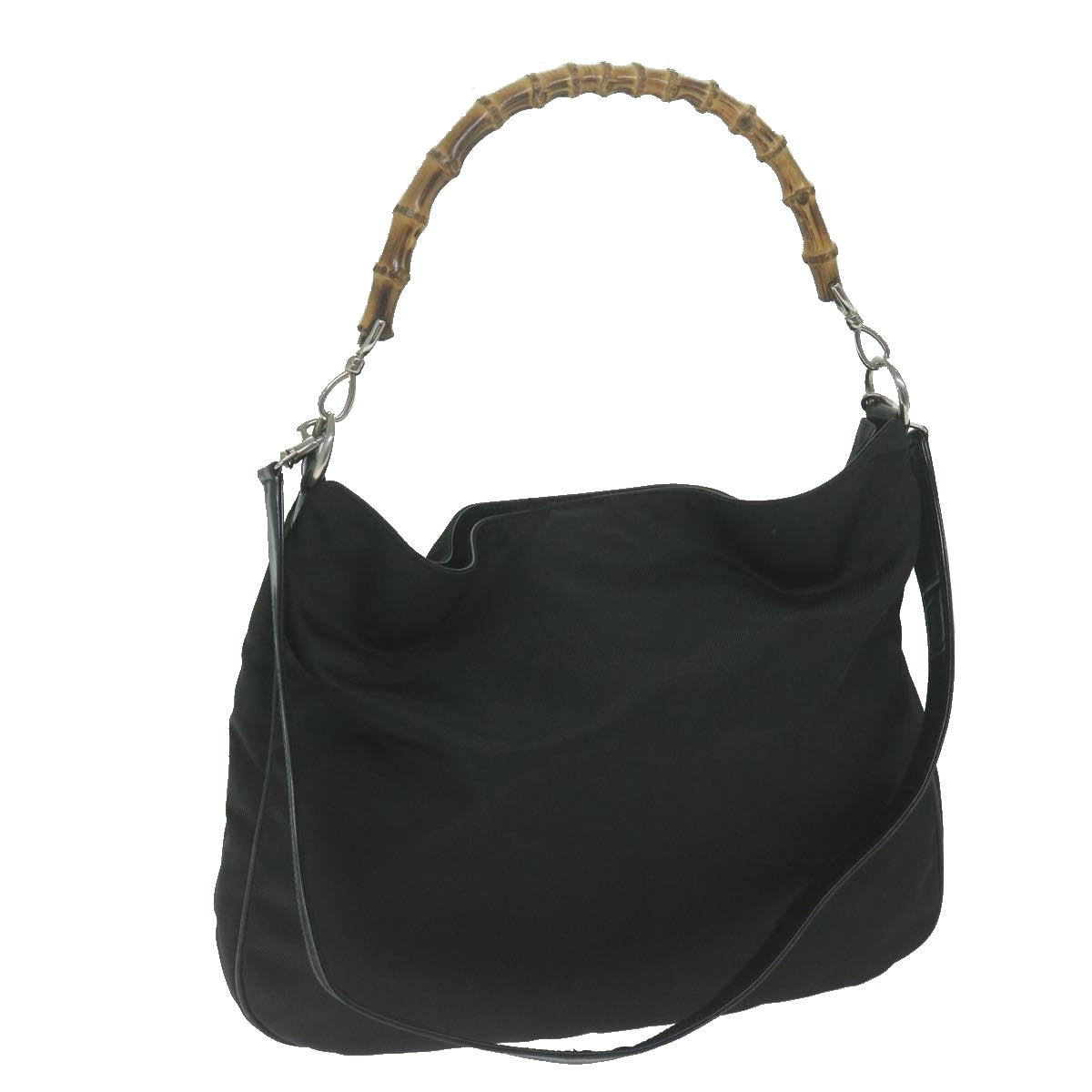 GUCCI Bamboo Shoulder Bag Canvas 2way Black 001 1014 1577 0  10586