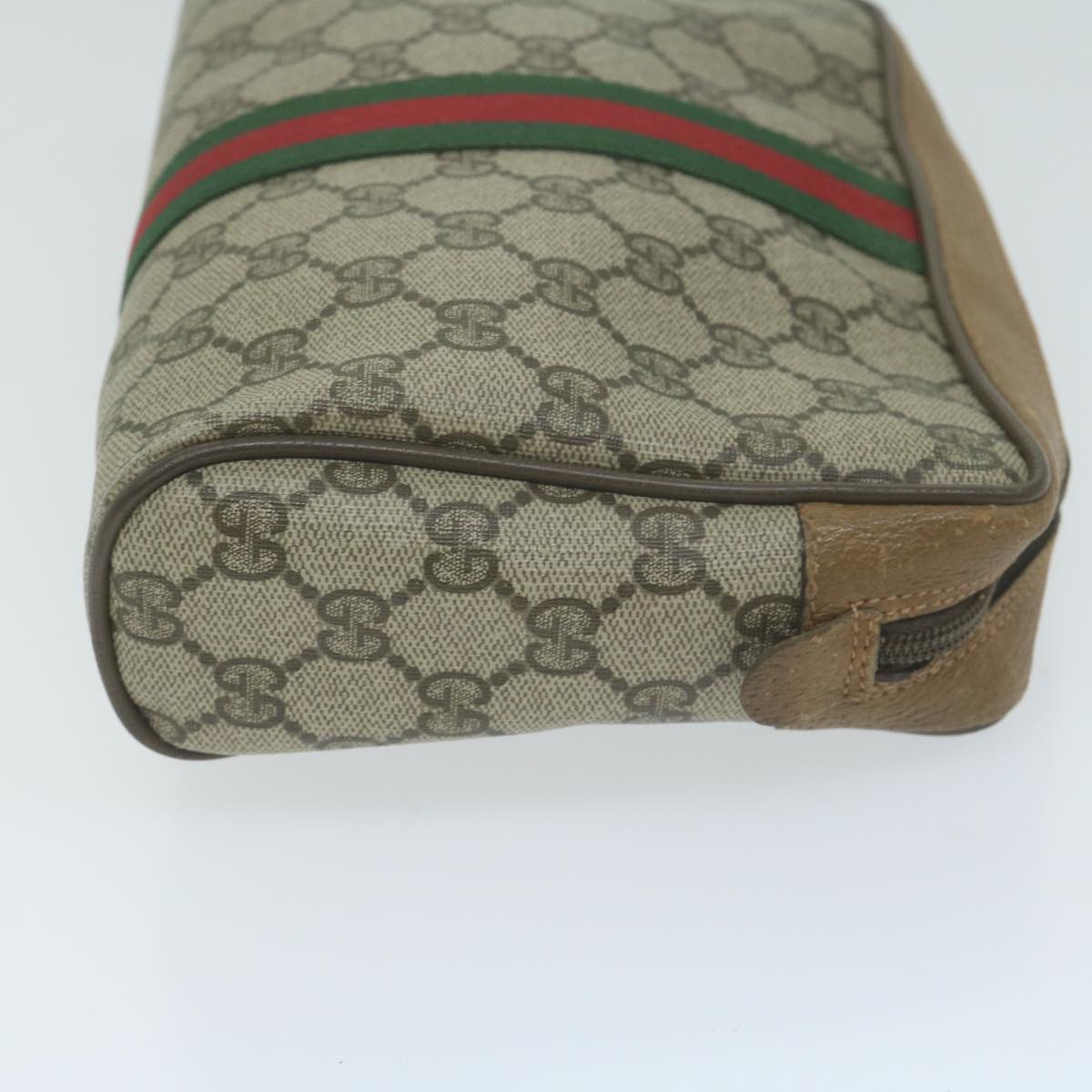 GUCCI GG Supreme Web Sherry Line Clutch Bag PVC Beige 89 01 012  10592
