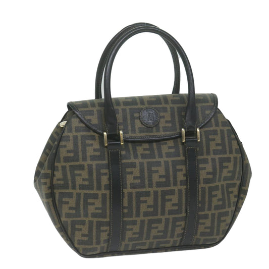 Luxury FendiZucca Canvas Hand Bag Black Brownyk10606