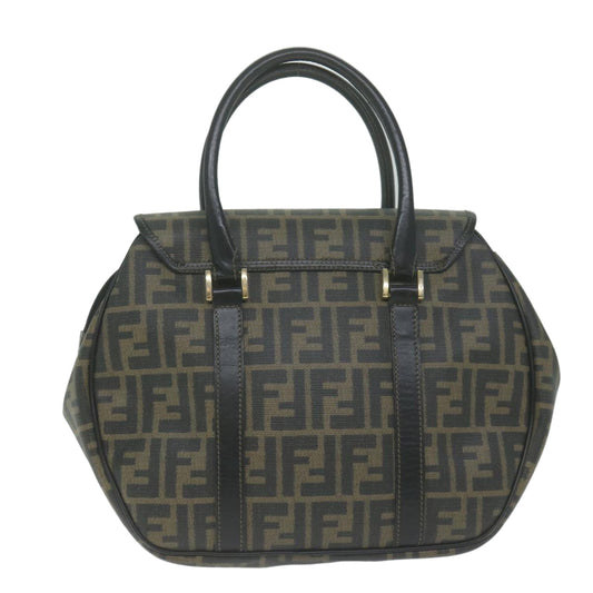 Luxury FendiZucca Canvas Hand Bag Black Brownyk10606